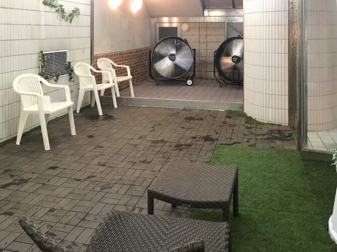 ガーデンサウナ蒲田 内気浴スペース 扇風機