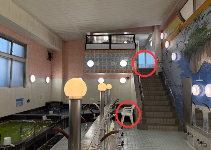 アクアプレイス旭 浴室 内気浴スペースの場所