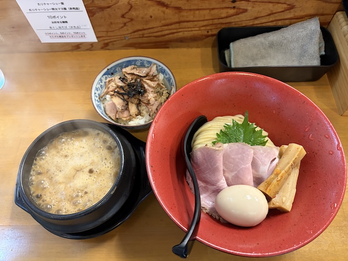 サウナ飯 麺や 鶏とだし 本店 特製 濃厚つけ麺 炙りチャーシュー飯ミニセット